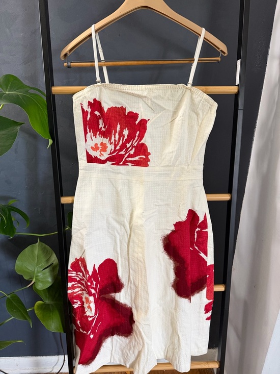 J. Crew Dresses & Skirts - J.Crew NWT Petite 8 White Red Floral Strapless Midi Dress P8 Adjustable Straps